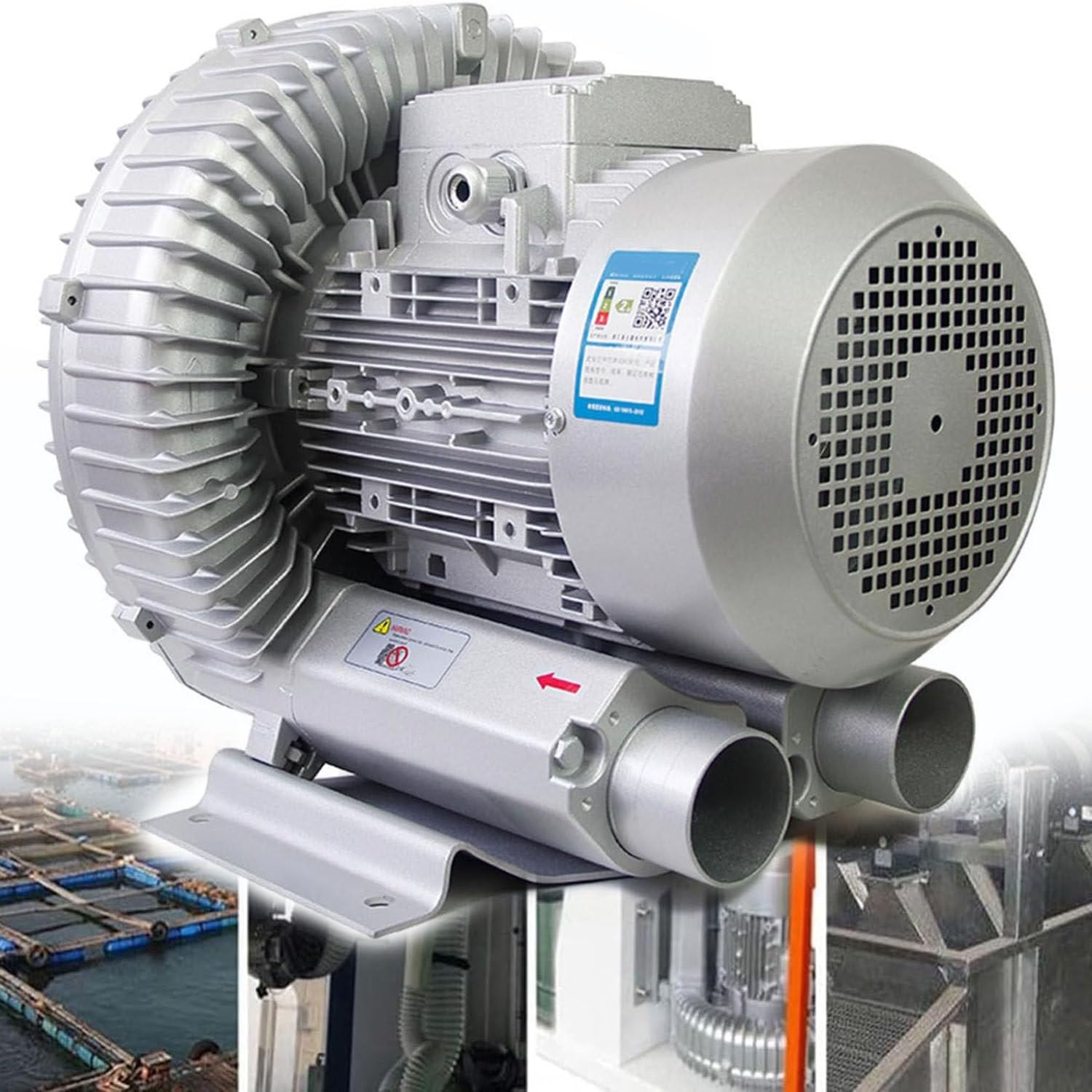 380V Regenerative Blower,250W-1500W High-Pressure Industrial Vacuum Pump, Sewage Aeration Vortex Blower, Three Phase, Low Noise,Sturdy and Durable(1100W/1.48HP)