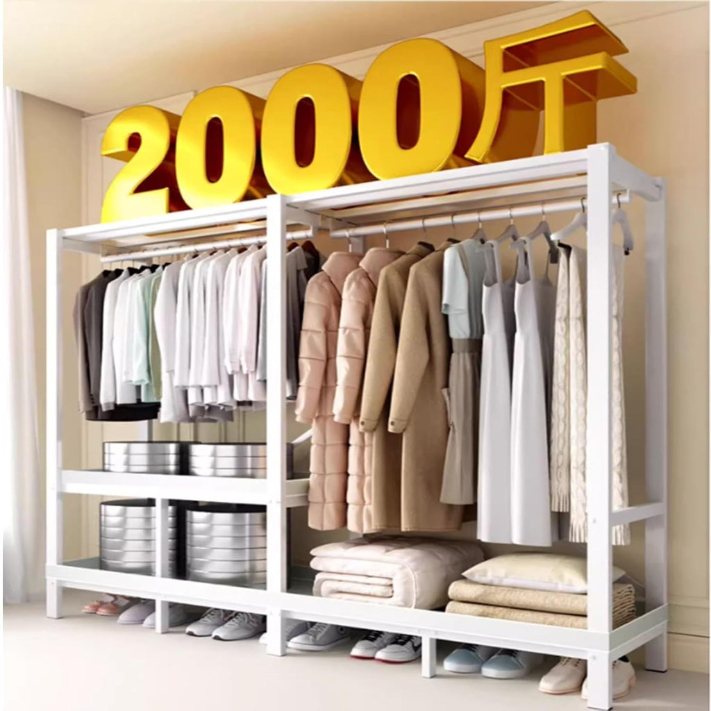 Large Capacity Portable Steel - Foldable Clothe Rack With Cover, Load 2000lbs, Heavy-duty Portable Wardrobe For Bedroom Armoires Freestanding Clothing Coat Storage Rack Rolling Garment Rack ( Color :