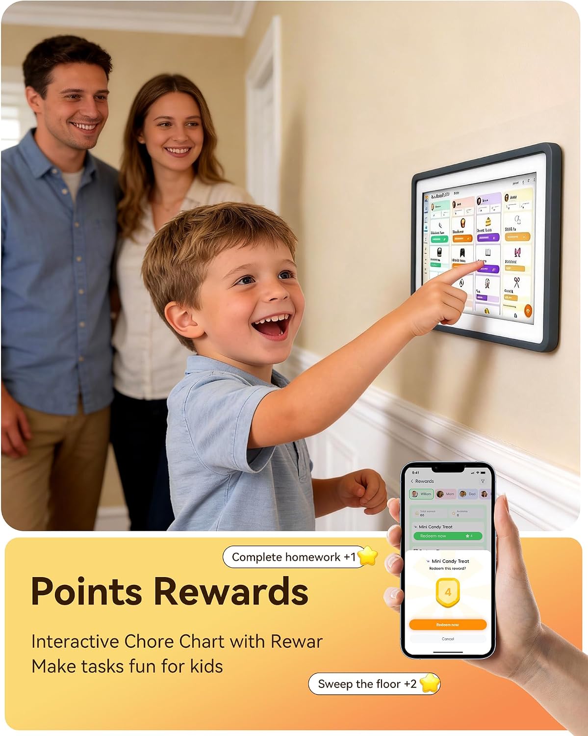 Digital Calendar,15.6-inch Digital Wall Planner & Chore Chart, Touchscreen Family Organizer for Schedules, Events & Reminders, Wall Mount Included, Smart Calendar Perfect for 2026 Planning (Grey Frame)