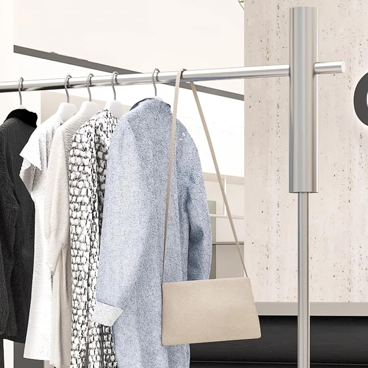 Heavy duty Garment rack Heavy Duty Clothing Rack For Hanging Clothes, Silver Stainless Steel Frame, Commercial Clothes Rail For Display And Organization, Freestanding Coat Rack For Bedroom ( 80X40X16