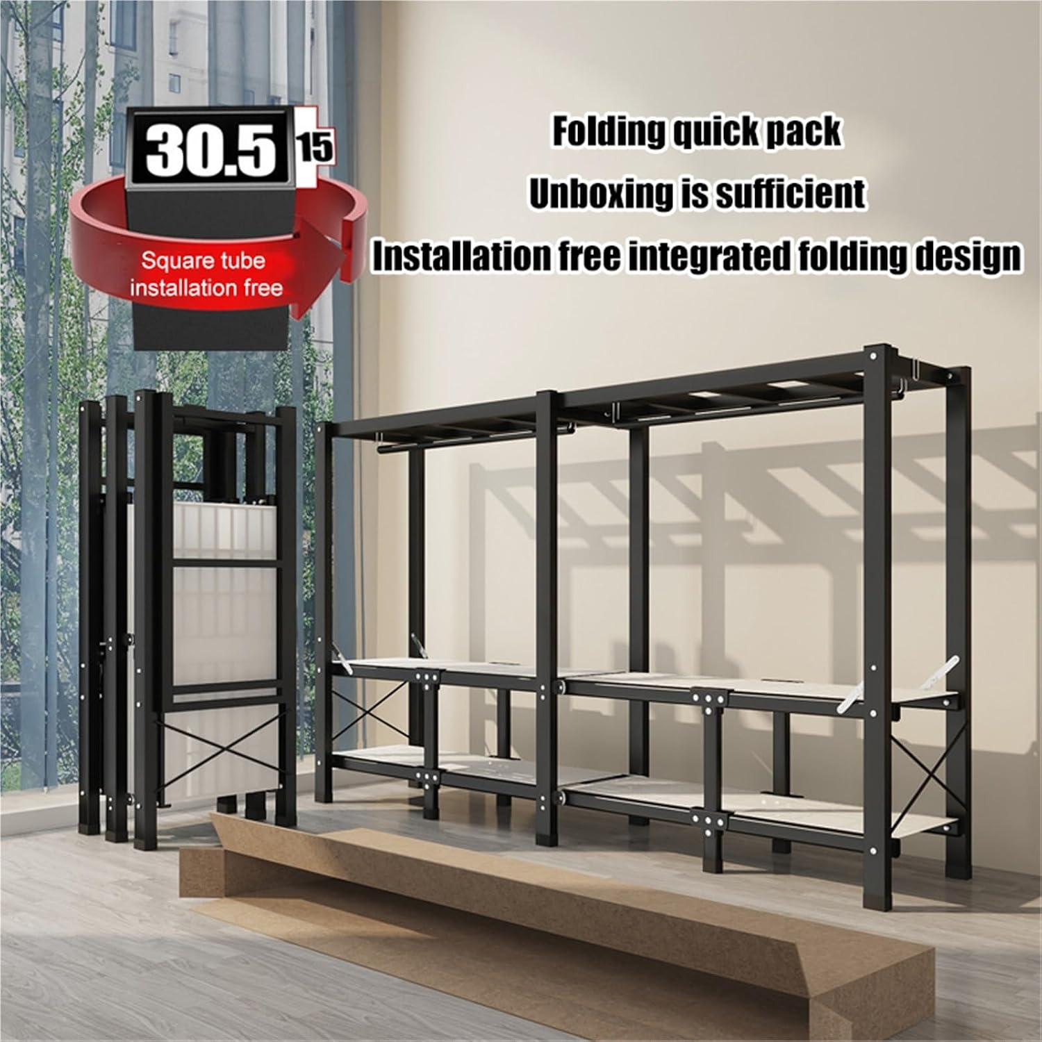 Heavy Duty Clothes Rack,Foldable Clothe Rack with Cover and Wheel Heavy-Duty Portable Closet,Wardrobe Freestanding Metal Clothing Rack,for Hanging Clothes(112x46x170cm)