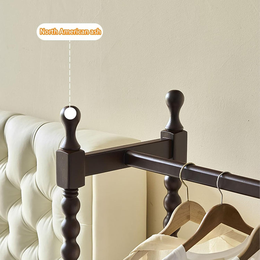 Solid Wood Garment Rack, Clothes Rack with Drawers, Floor Coat Racks Retro Wooden Floor-standing, for Hanging Shirts, Jackets, Hanger Stand for Bedroom