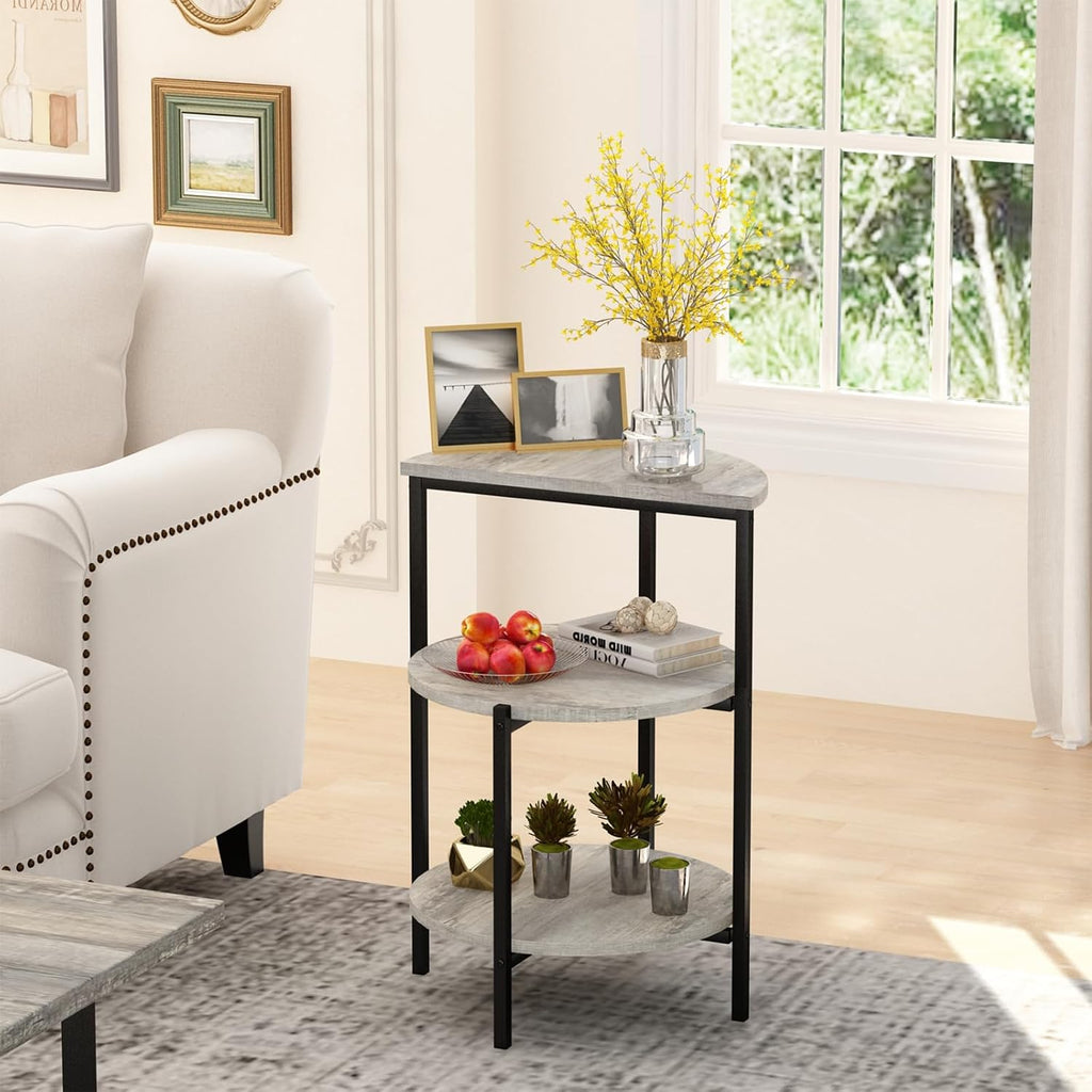 AWQM Faux Marble Table Set, Coffee Table & 2 Side Table, Faux Marble Tabletop and Metal Frame, 3 PieceTable Sets, for Living Room Apartment, Grey