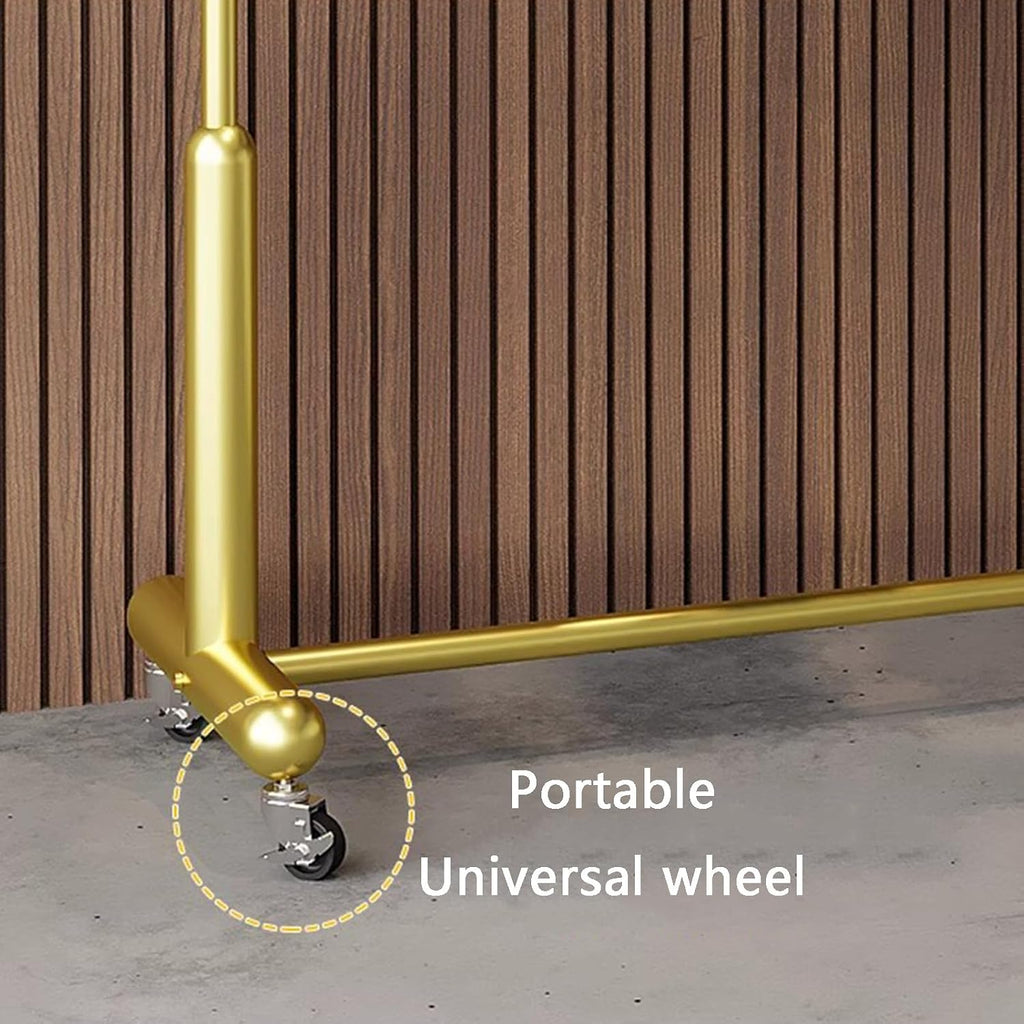 Heavy duty Garment rack Modern Heavy Duty Clothes Rail With Wheels, Rolling Clothing Rack For Hanging Clothes, Freestanding Coat Rack For Bedroom And Living Room, 280 Lb Load Capac (Gold 100X40X155CM