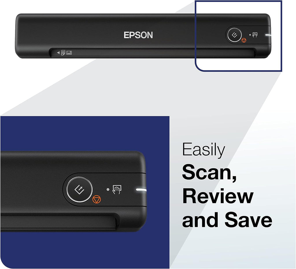 Epson Workforce ES-50 Compact Portable Single-Sheet-Fed Receipt and Document Scanner for Computers Including PC and Mac, USB Powered