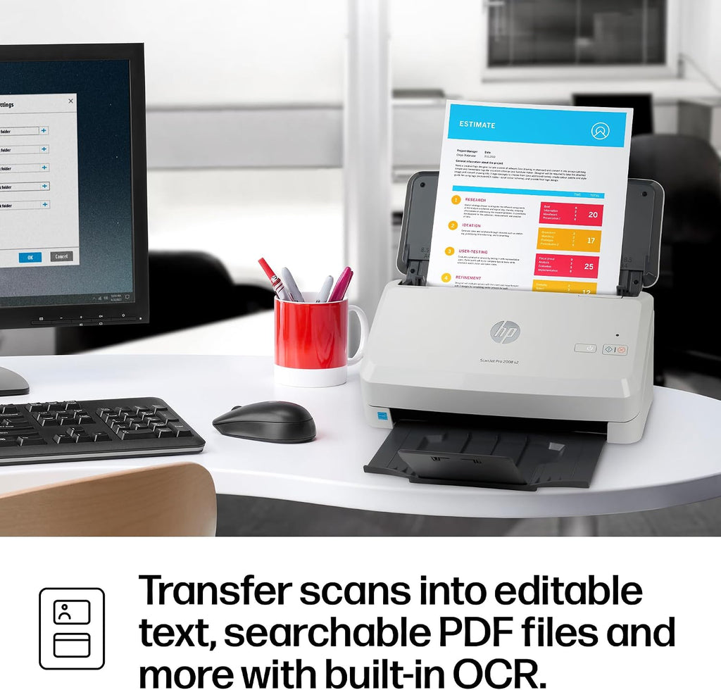 HP ScanJet Pro 2000 s2, Fast 2‑Sided Scanner with Auto Document Feeder, Best for Small Business (6FW06A)