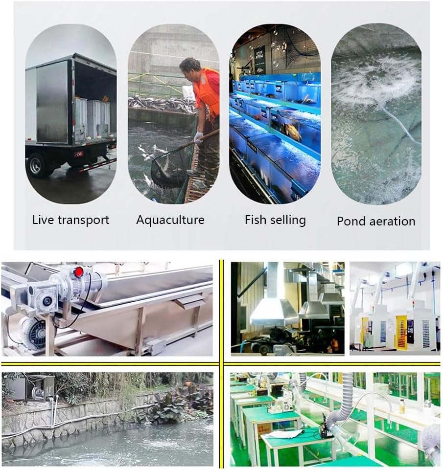 Regenerative Blower for Aquaculture, 110V 50Hz Ring Blower 0.5HP 0.74HP 1.01HP 1.49HP, Large Airflow Type High-Pressure Vortex Blower, Industrial Vacuum Pump(750W/1.01HP)