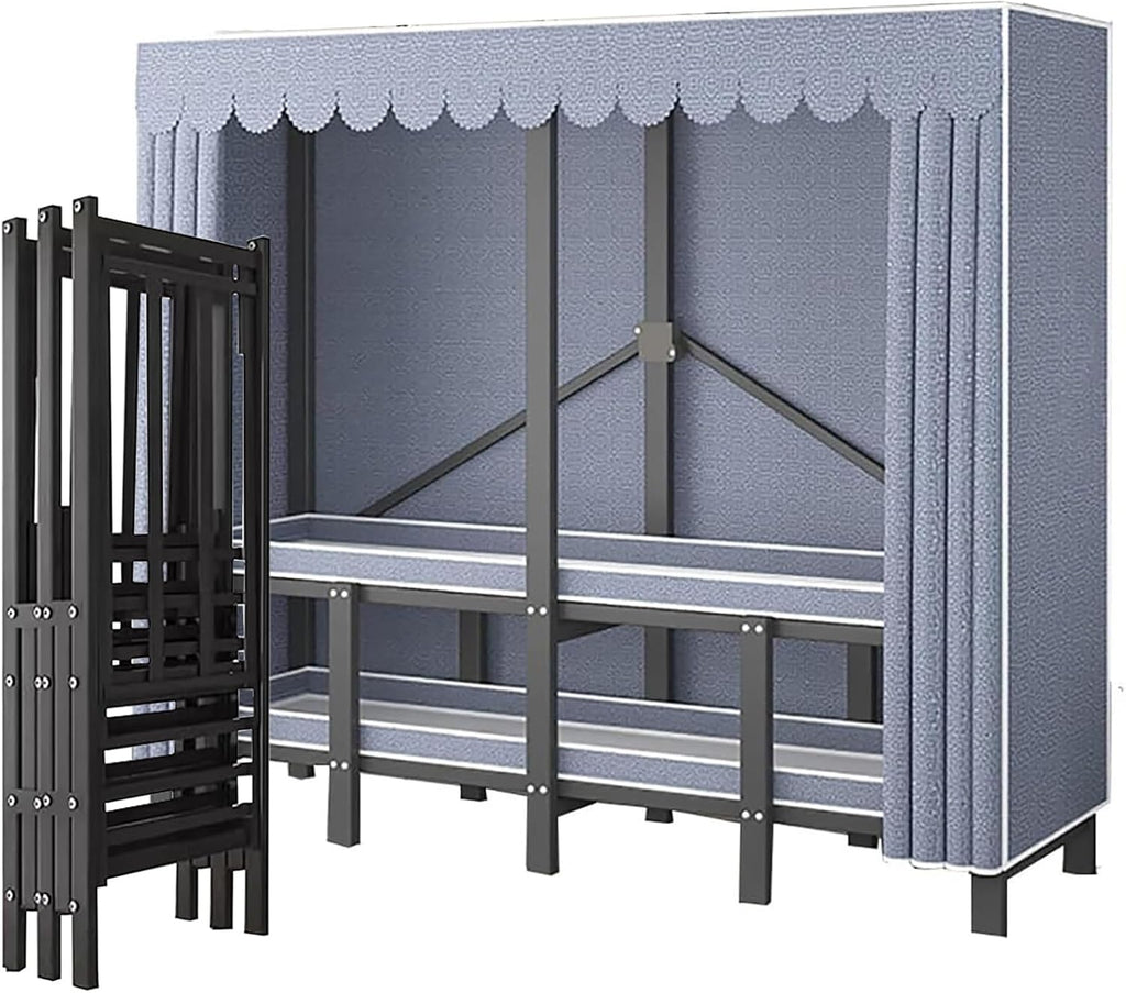 Portable Garment Rack With Shelf,Heavy-duty Foldable Clothing Rack For Wardrobe Bedroom,67IN Tall Closet With Cloth Cover(241cm/94.9in)