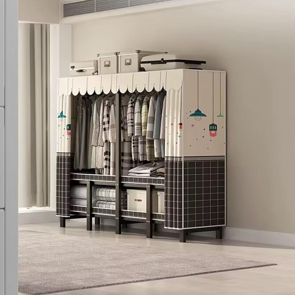 Foldable Portable Closet Wardrobe Rack - Portable Wardrobe Closet Rack,1100lbs,Heavy-Duty Foldable Garment Rack With Cover，Freestanding Clothes Organizer System ( Color : B , Size : 73*50*170cm )