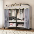 Foldable Garment Rack With Cover, Heavy-Duty Portable Closet With Steel Frame, Large Freestanding Wardrobe For Hanging Clothes And Coat Storage In Bedroom(Purple,96cm/37.8inch)