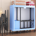 Portable Foldable Wardrobe Closet, Garment Rack with Cover for Hanging Clothes, Clothes Rack with Storage Basket, Clothes Storage Box, Thickened Steel Tube(Blue)