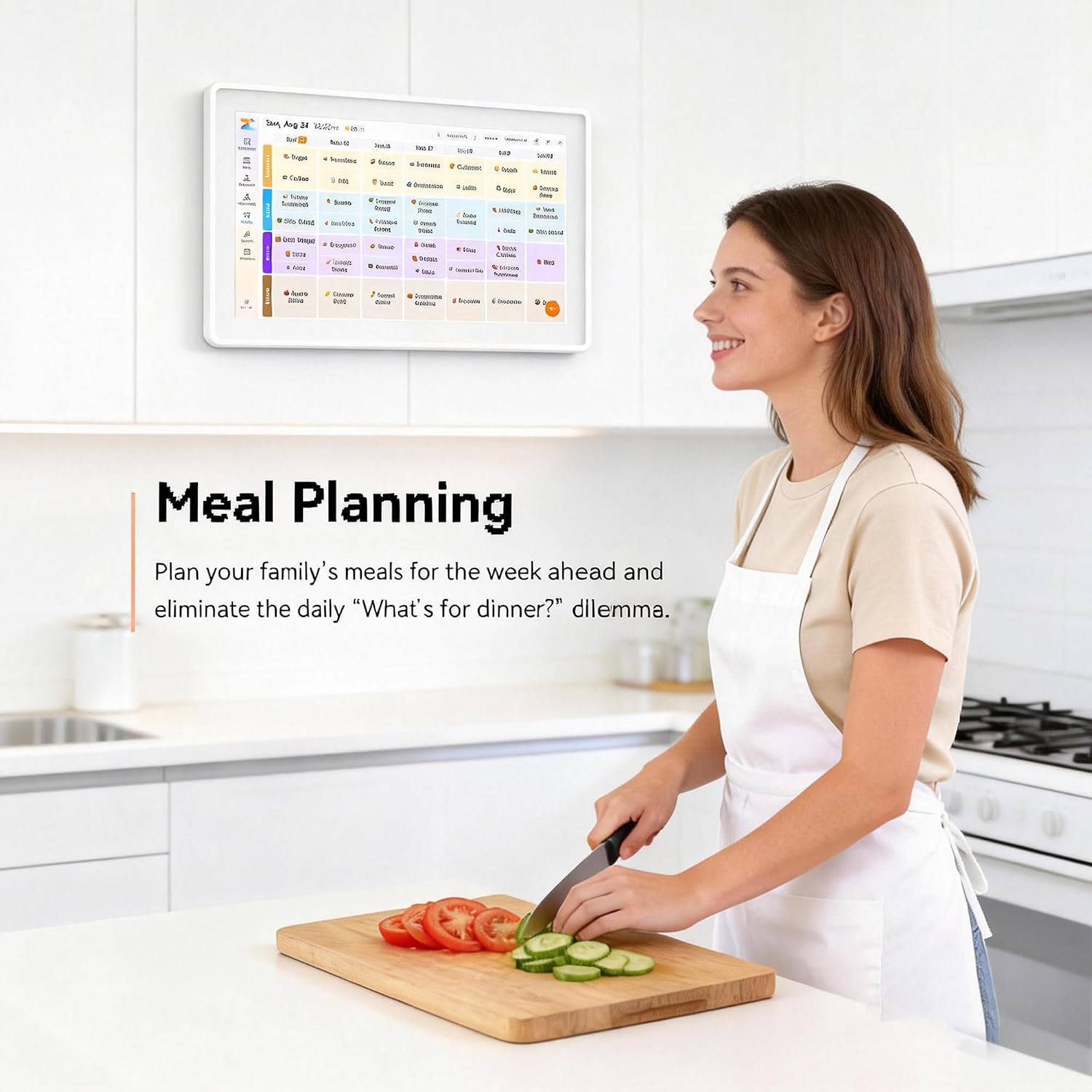 Digital Calendar,15.6-inch Digital Wall Planner & Chore Chart, Touchscreen Family Organizer for Schedules, Events & Reminders, Wall Mount Included, Smart Calendar Perfect for 2026 Planning (White Frame)