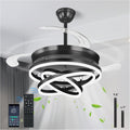 Retractable Ceiling Fans with Lights, 42' Fandelier Ceiling Fan with Light and Remote, Reversible, 3 CCT, Dimmable, Modern Chandelier Ceiling Fan for Bedroom, Living Room, Dining Room (Black)