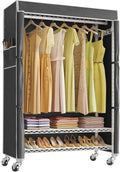 Wardrobe Closet Rolling Clothes Rack with Cover Portable Closet for Hanging, Heavy Duty Garment Freestanding(Color 4)