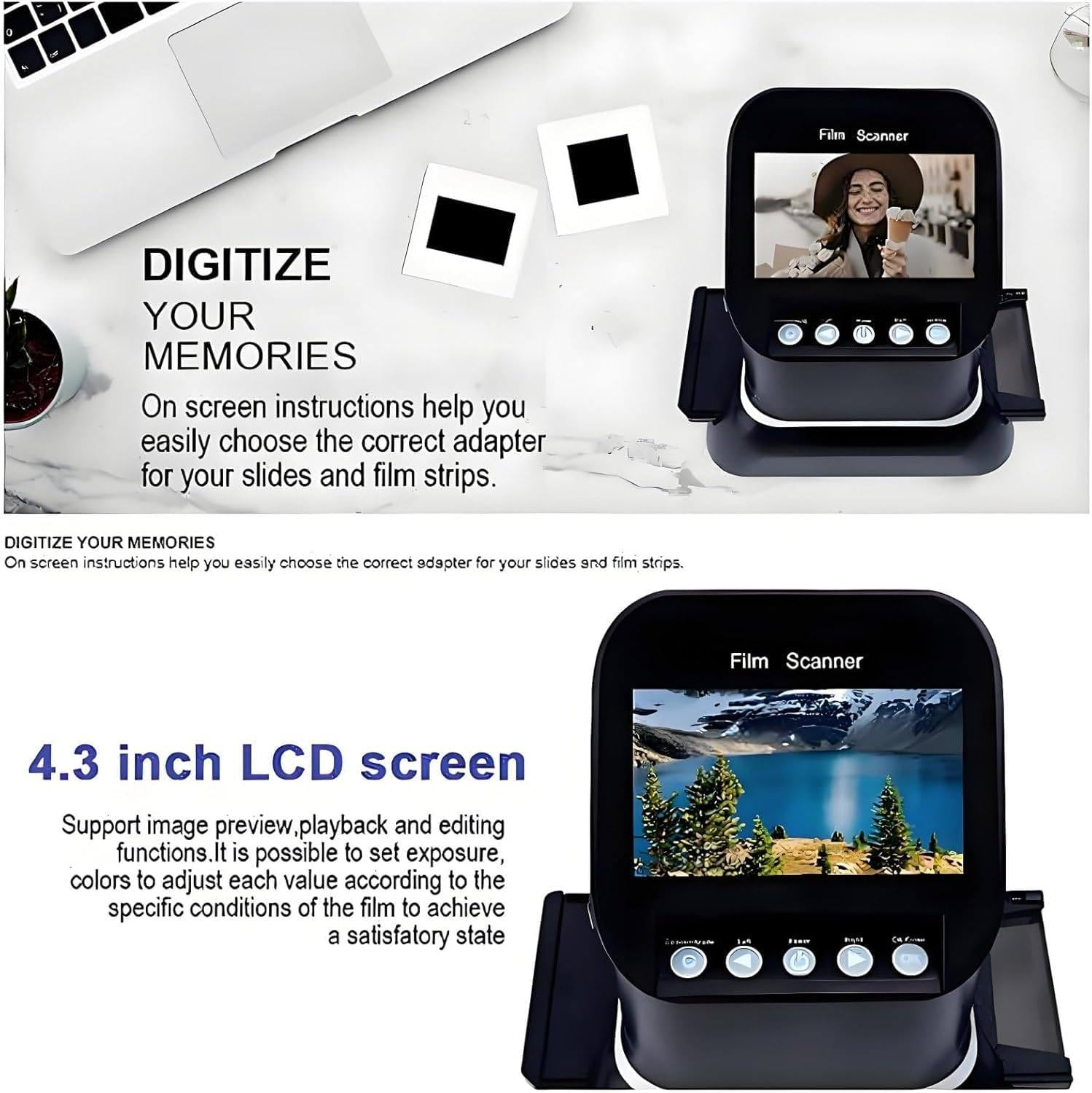 120 High Resolution Film Scanner, Film Negative Scanner 35mm, 22MP High-Resolution Negative Convert Color & B & W, 120, 126, 127 Negatives Slides to JPEG Photos, Support HDMI/USB Output