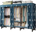 Heavy Duty Rolling Garment Rack With Cover, Foldable Clothing Rack, Portable Freestanding Closets Wardrobe , Metal Armoires, Foldable Portable Closet Wardrobe Rack, Portable Closet With Cover(Size:190