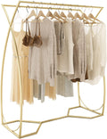 Metal Garment Rack, Freestanding Metal Clothes Rail, Double-Pole Bedroom Clothing Rack for Coats, Sweaters, Shirts, Gold, 120 * 45 * 140CM(Size:120 * 45 * 140CM,Color:Gold)