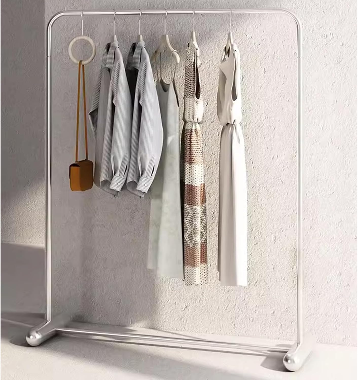 Heavy duty Garment rack Stainless Steel Clothing Rack For Hanging Clothes Heavy Duty Clothes Rail For Bedrooms And Offices Freestanding Retail Display Rack Easy To Assemble Single Rod Coat Rac ( 120X