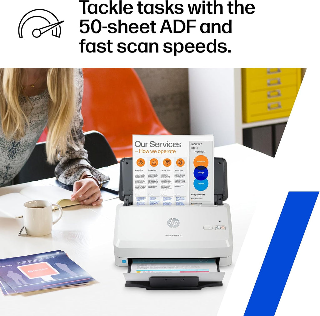 HP ScanJet Pro 2000 s2, Fast 2‑Sided Scanner with Auto Document Feeder, Best for Small Business (6FW06A)