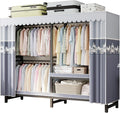 Heavy Duty Rolling Garment Rack With Cover, Foldable Clothing Rack, Portable Freestanding Closets Wardrobe , Metal Armoires, Foldable Portable Closet Wardrobe Rack, Portable Closet With Cover ( Color
