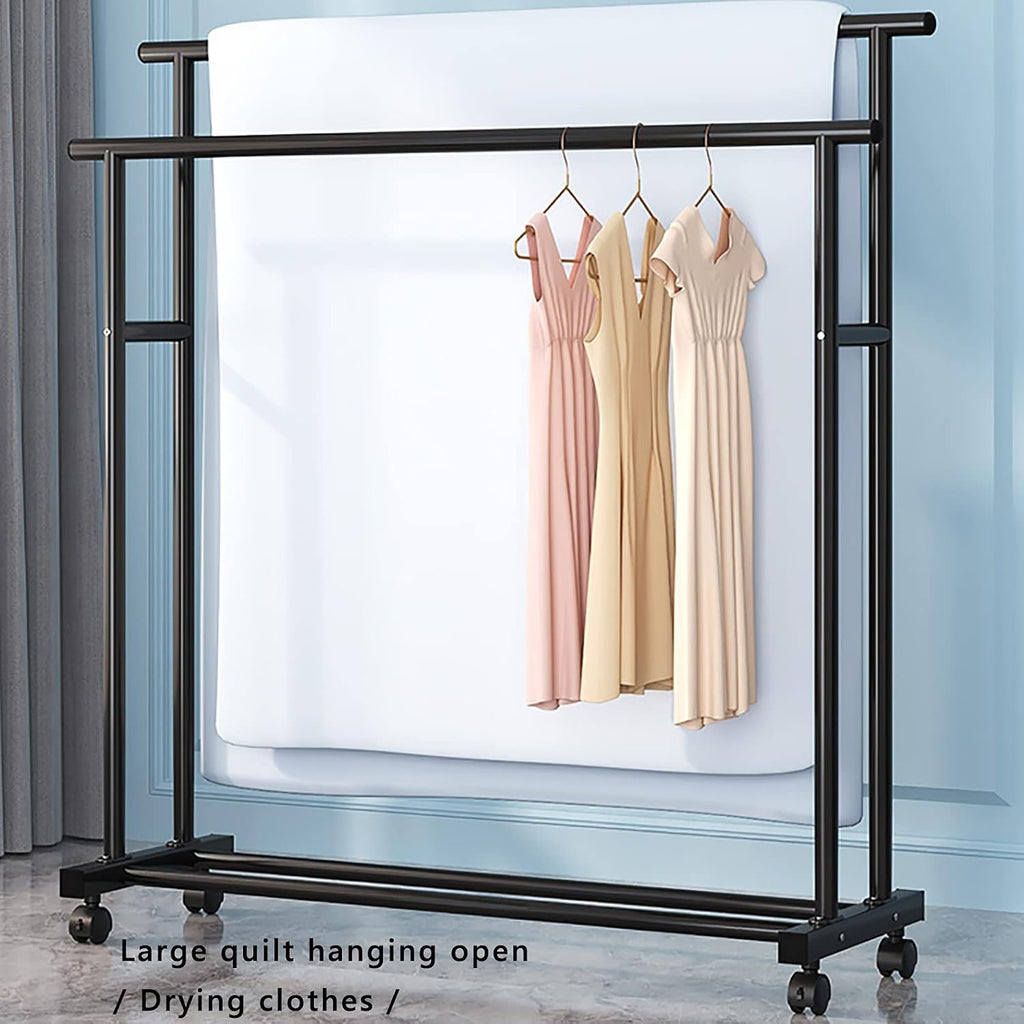 Clothes Rack Heavy Duty Garment Racks,with Shelves Industrial Free- Standing Metal Coat Rack,for Clothes Shirts Bags Pants Shoes Storage Boxes