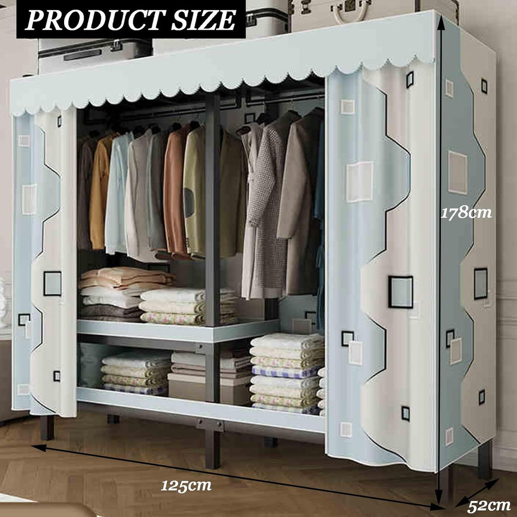 Portable Closet Wardrobe,Freestanding Closet with Adjustable Foot Pads,Coat Storage Garment Racks,for Bedroom Free Standing Clothes Rack with Cover(Color 3)