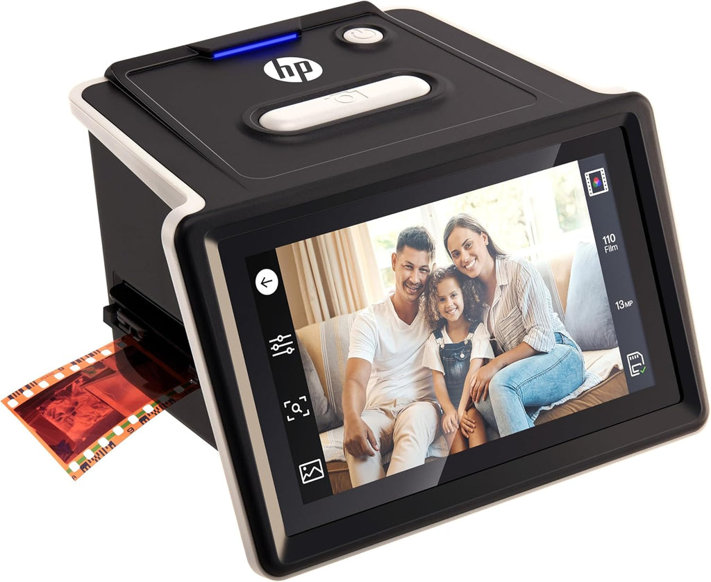 HP Touch Screen Film & Slide Scanner Digitizer - 5' LCD, USB-C, SD Slot - All-Angle Touchscreen Gallery Mode for Slide Viewer - 13MP CMOS Sensor & 22MP Interpolation to Convert to Digital
