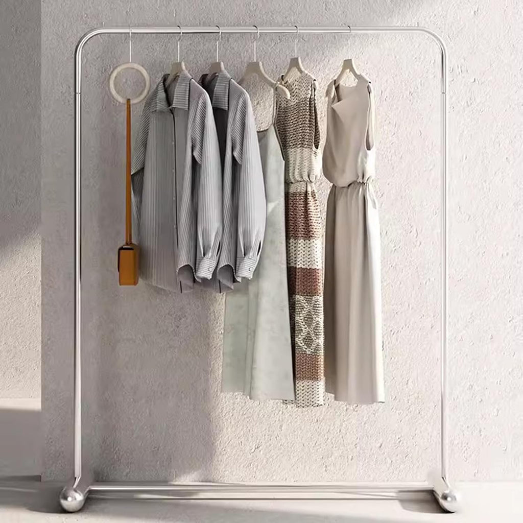 Heavy duty Garment rack Stainless Steel Clothing Rack For Hanging Clothes Heavy Duty Clothes Rail For Bedrooms And Offices Freestanding Retail Display Rack Easy To Assemble Single Rod Coat Rac ( 120X