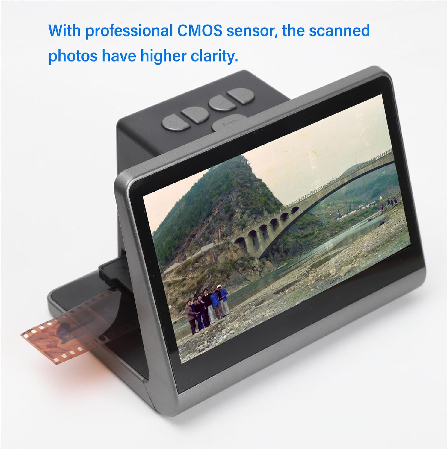Digital Film Scanner with Large 5inch LCD Screen, HD Screen Film Slide Scanner Convert 135 126KPK 110 Super 8mm Film Monochrome Slide to 48MP JPEGs