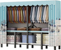 Heavy Duty Clothes Rack With Cover Foldable Wardrobe Closet For Hanging Clothing Metal Garment Rack Freestanding Covered Armoire For Bedroom(D,221cm/87in)