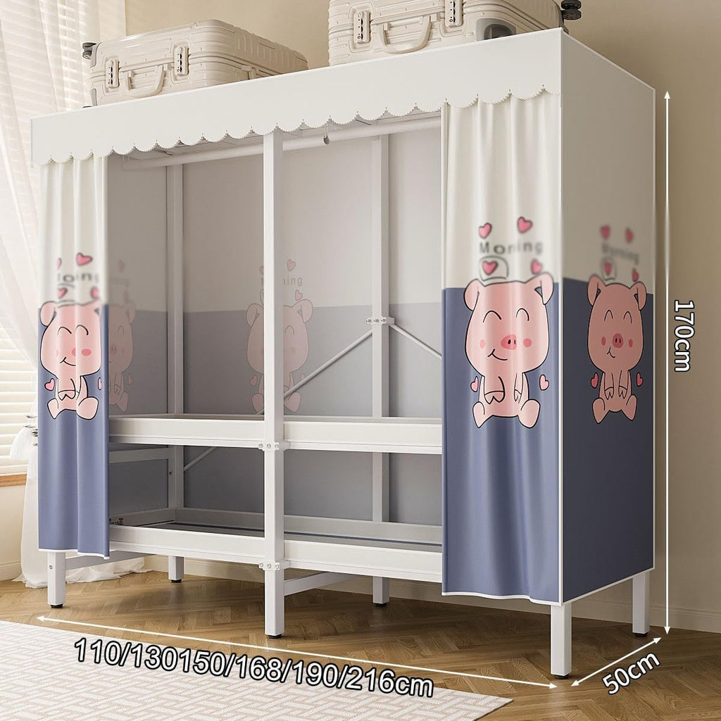 Foldable Clothe Rack With Cover,Portable Closets,Heavy-Duty Portable Closet Wardrobe,Freestanding Garment Rack,for Hanging(A-white,216 * 170 * 50)
