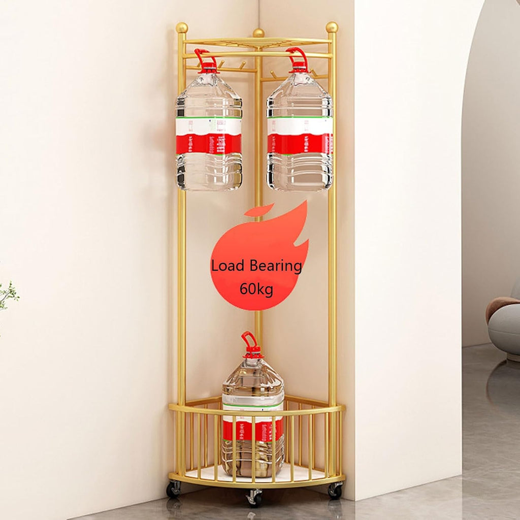 Standing Clothe Rack Corner Clothing Rack Free Standing Garment Hanging Rails Coat Rack Stand with Storage Basket/Wheel Portable Clothes Rack, for Dresses, Coats, Shirts (Color : White)
