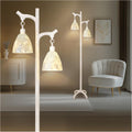 68' Washed White Rustic Floor Lamp with Soft Pearl Shell Lamp Shade for Living Room, Standing Lamp for Bedroom, Farmhouse Floor Lamp Stepless Dimmable Tree Trunk Tall Lamp for Bedroom (Bulb Included)