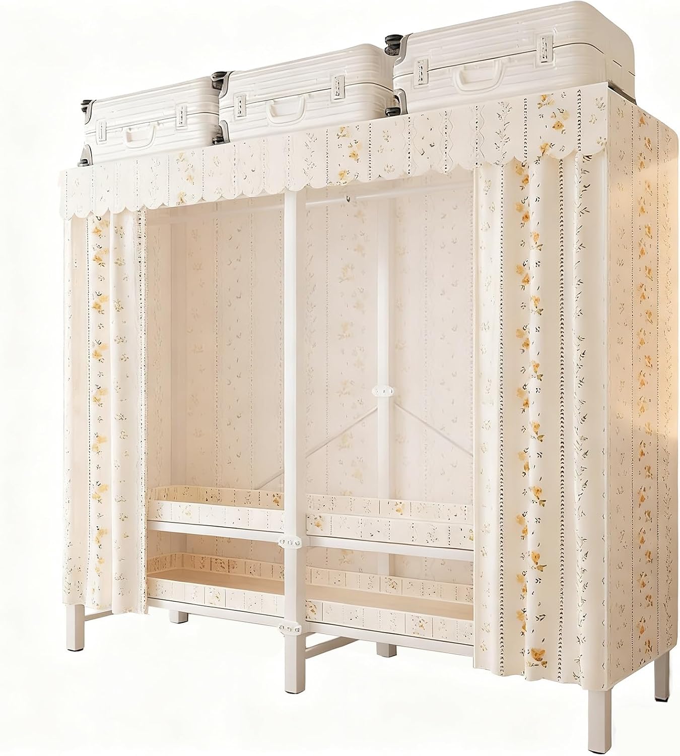 Portable Closet Wardrobe, Folding Garment Rack, Sturdy Large Wardrobe,Storage Organizer with Shelves and Cover(168cm/66.2in)