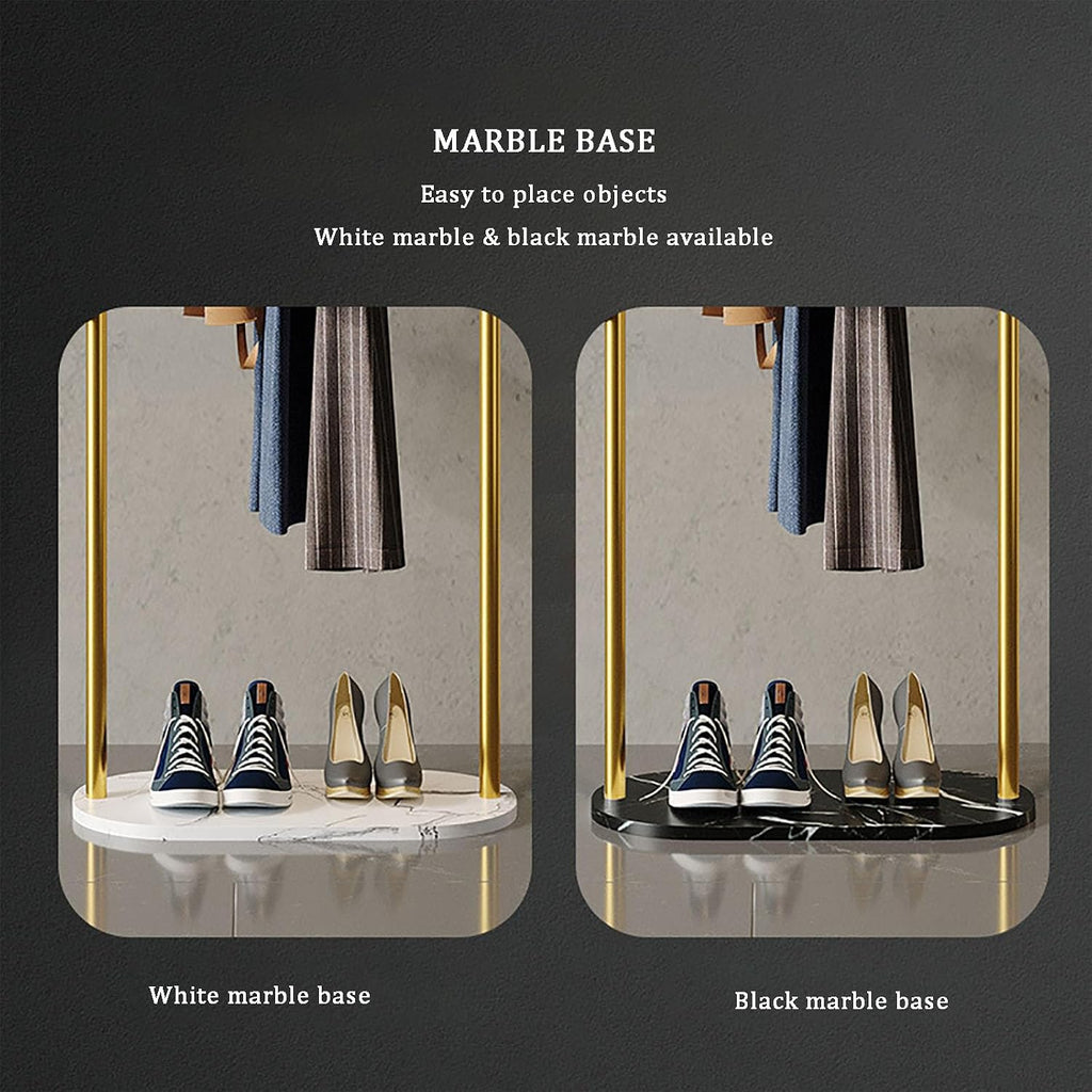 Metal Garment Rack with Bottom Storage Shelf for Bedroom Living Room Freestanding Clothes Rack for Coats Skirts Shirts and Sweaters Portable Clothing Storage Black/Gold/W,C 80cm