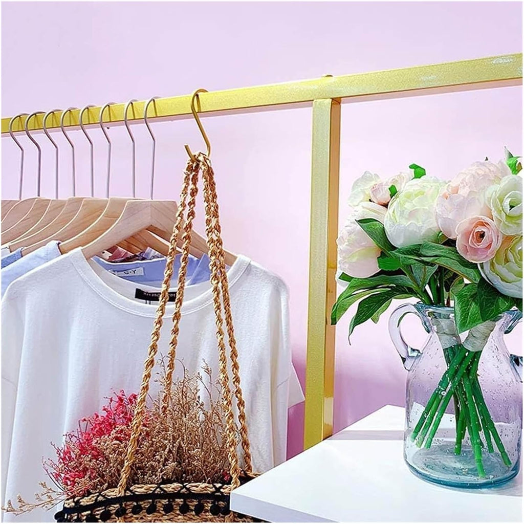 Metal Clothes Garment Racks with 4 Wood Storage Shelves, Heavy Duty Free-Standing Clothing Rack Large Closet Organizer for Boutique 360° Universal Wheels Easy to Move(120x40x165cm)