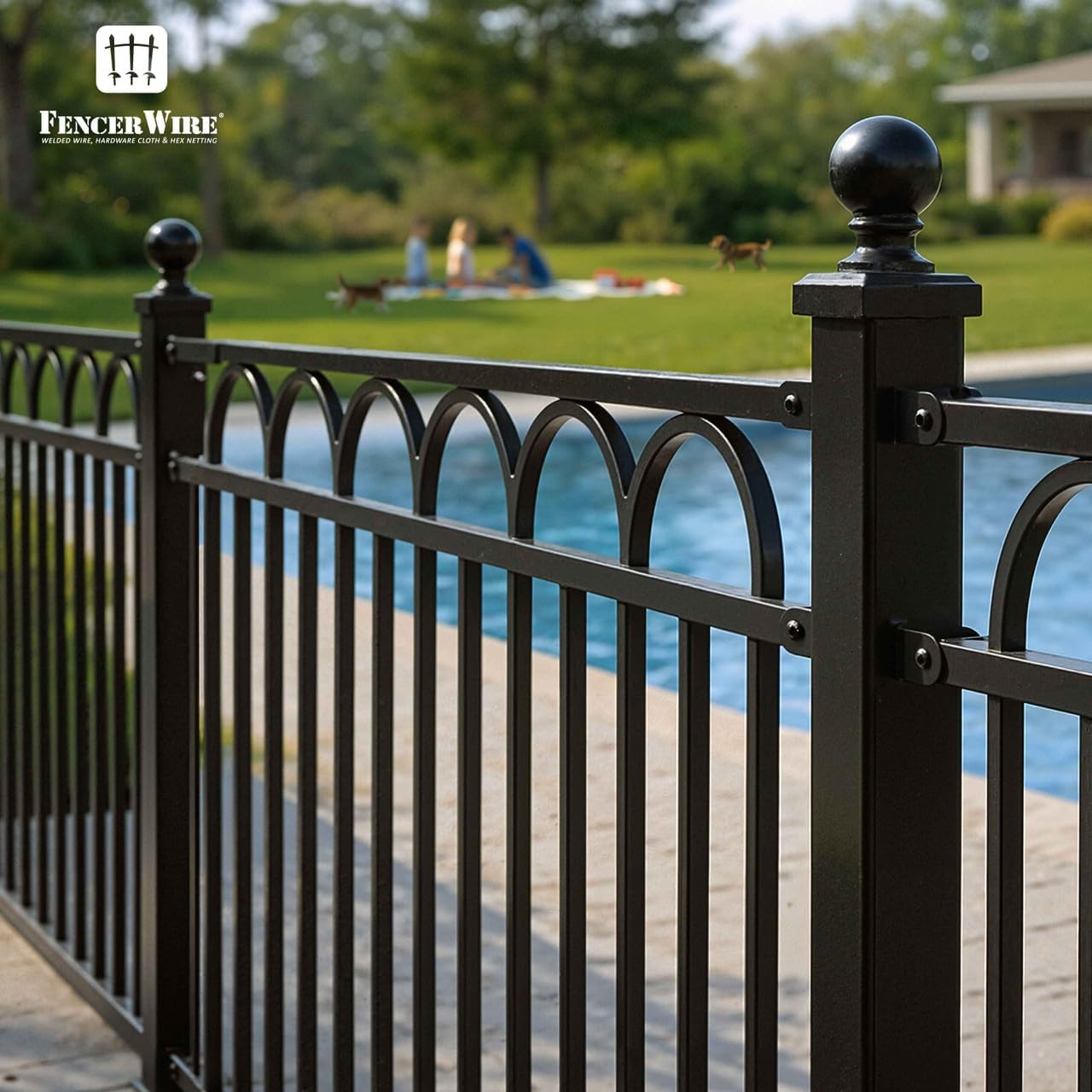 Fencer Wire 54FT Heavy Duty Arc Fence Barrier Kit, Anti-Rust Metal Steel Fence with 6FT Height X 5FT Width Panels, Gate, Posts, Connectors, Diameter Outdoor Fencing for Yard, Pool, Patio