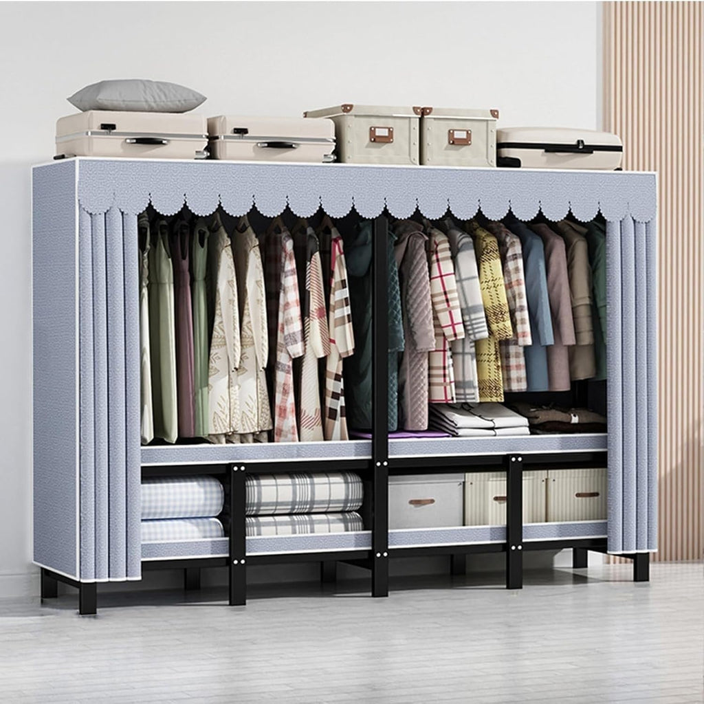 Foldable Portable Closet Wardrobe Rack - Portable Wardrobe Closet Rack,1100lbs,Heavy-Duty Foldable Garment Rack with Cover，Freestanding Clothes Organizer System (Size : 168 * 50 * 170cm)