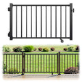 Egadis 35in. H x 5ft. W Aluminum Deck Gate Kit with Caster, Hinges & Lock — Cuttable AAMA2604 Black Textured Powder-Coated Outdoor Fence Gate for Decks, Patios, Backyards, Porches