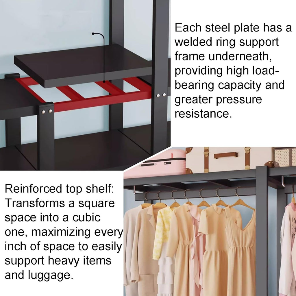 Foldable Wardrobe Closet System,Heavy Duty Portable Clothes Rack with Cover, Garment Racks for Bedroom, Freestanding Armoire(Gray,113cm/44.5in)