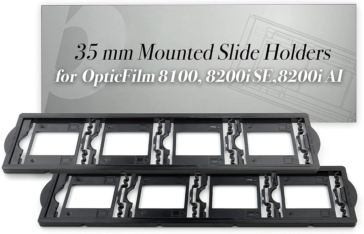 Plustek OpticFilm 8300i Ai Film & Slide Scanner Converter + 35mm Mounted Slide Holders kit