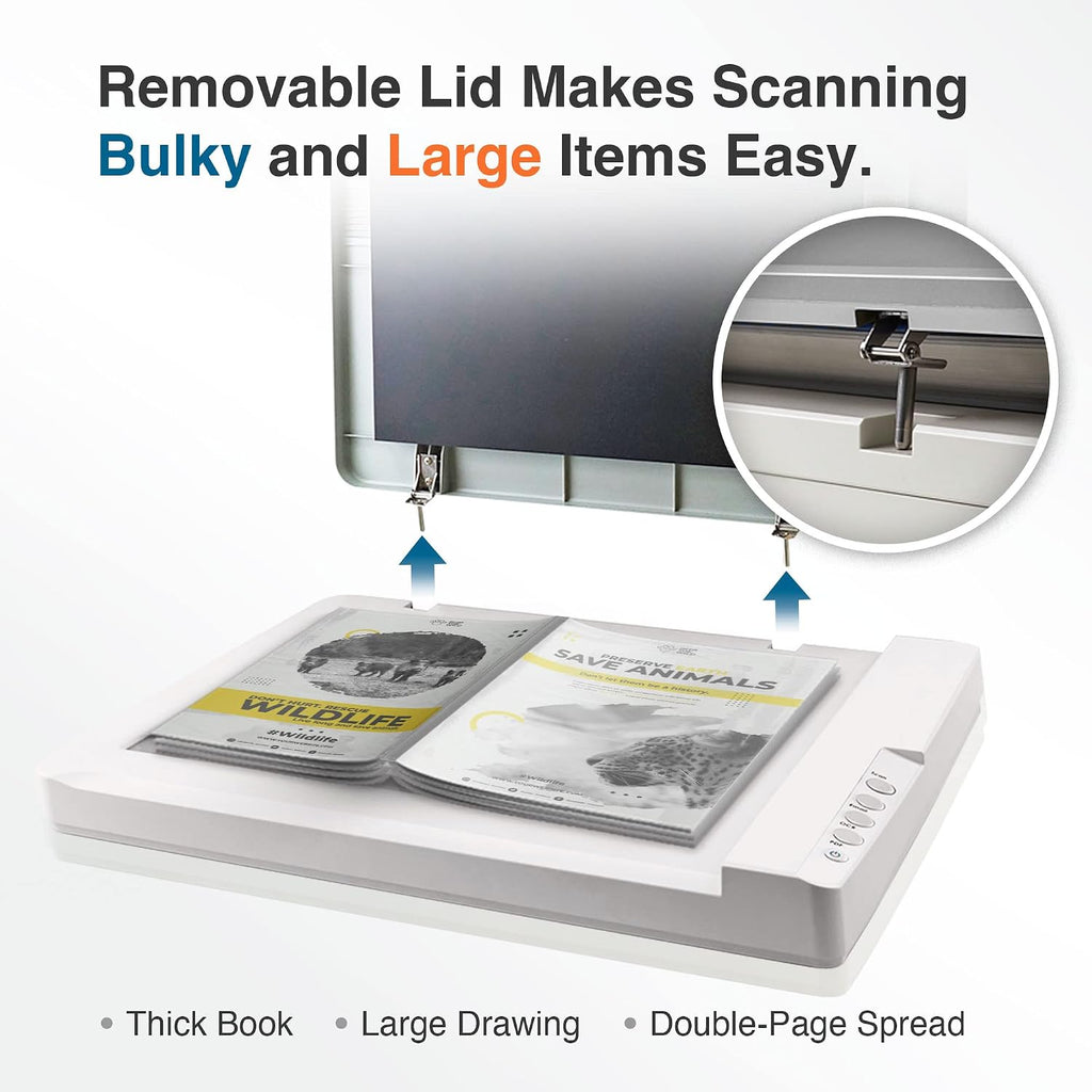 Plustek OS1180 - Flat Scanner for Graphics and Documents in A3 Format, Design Suitable for Libraries, Schools or Small Offices - Scanning A3 Documents in Approximately 9 Seconds