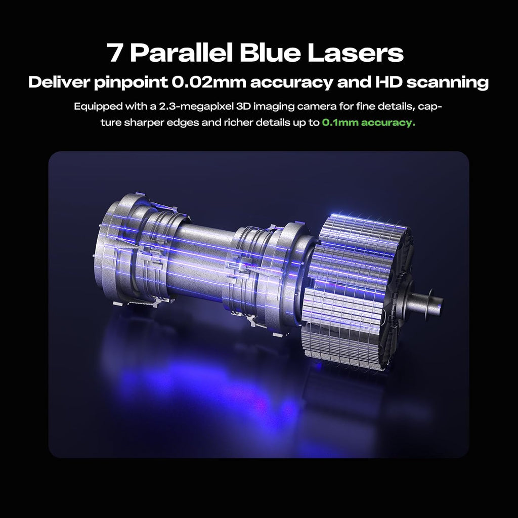 Creality CR-Scan Raptor Pro 3D Scanner for 3D Printing - 60fps High-Speed - 22+7 Blue Laser Blue Laser & NIR - 0.02mm Accuracy - 24-Bit Full - Scans Objects Between 0.2-157'