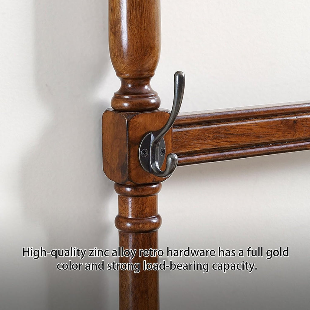 Solid Garment Racks, Clothes Rack, with Drawers and A Shelf, Floor Coat Rack Retro Wooden Floor-standing, Clothing Rack Bedroom for Hanging Shirts, Jackets