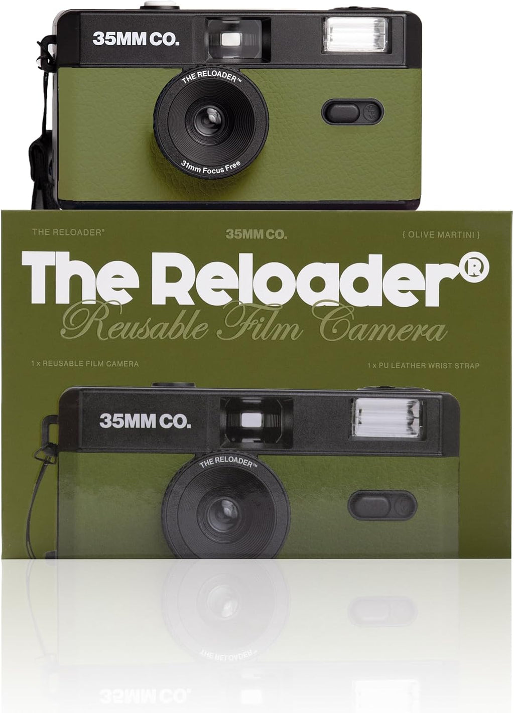 35mm Reusable Film Camera with Flash, Compatible with All 35mm Film, Analog Point & Shoot with Manual Advance & Rewind, Perfect for Travel, Beginners & Everyday Nostalgia - Olive