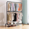 Heavy Duty Clothes Garment Rack, Freestanding Double Rod Clothing Hanger Stand with Storage Display Shelf for Hanging Clothes Boutique Store(Black,80x160cm)