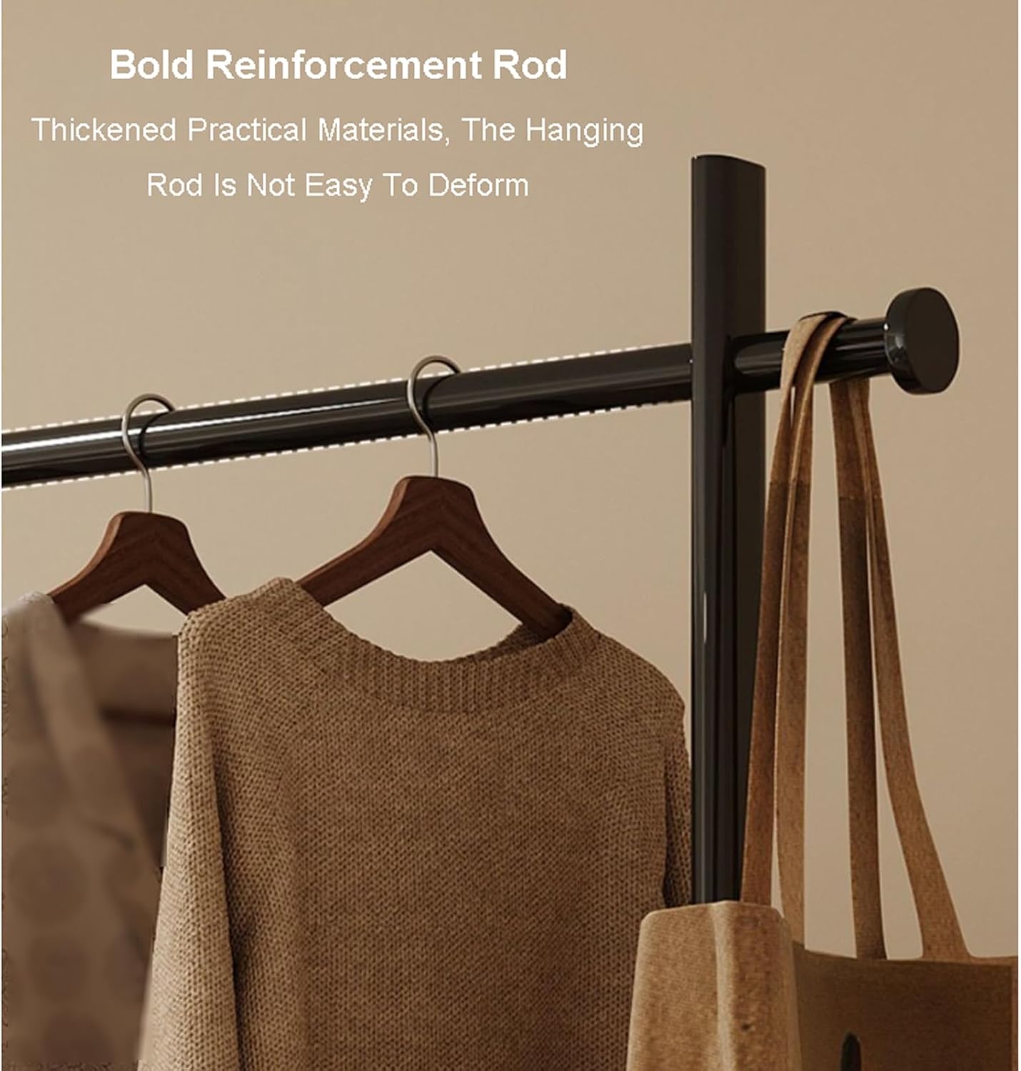 Metal Clothes Rack Nordic Modern Clothing Rack w/Lockable Wheels & Storage Cabinet Heavy Duty Metal Wardrobe Garment Rack for Hanging Shirts Jackets Pants