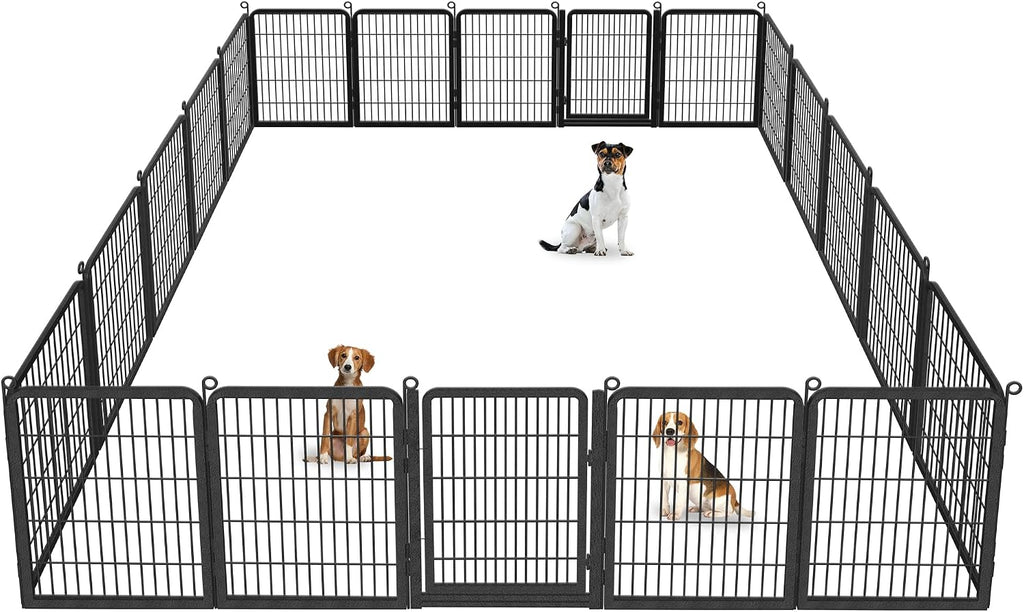 Dog Playpen Outdoor, 32' Height 20 Panels Pet Fence with Low Threshold Full Gate, Large Dog Fence Outdoor for Yard, Heavy Duty Pet Playpen Metal Play Pen Fence for RV Camping