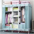 Metal Garment Rack Covered Clothes Rack with 2 Hanging Rods and Shelves Free Standing Closet Wardrobe with Fabric Cover for Bedroom (Color : Blue B, Size : 160x45x172cm)