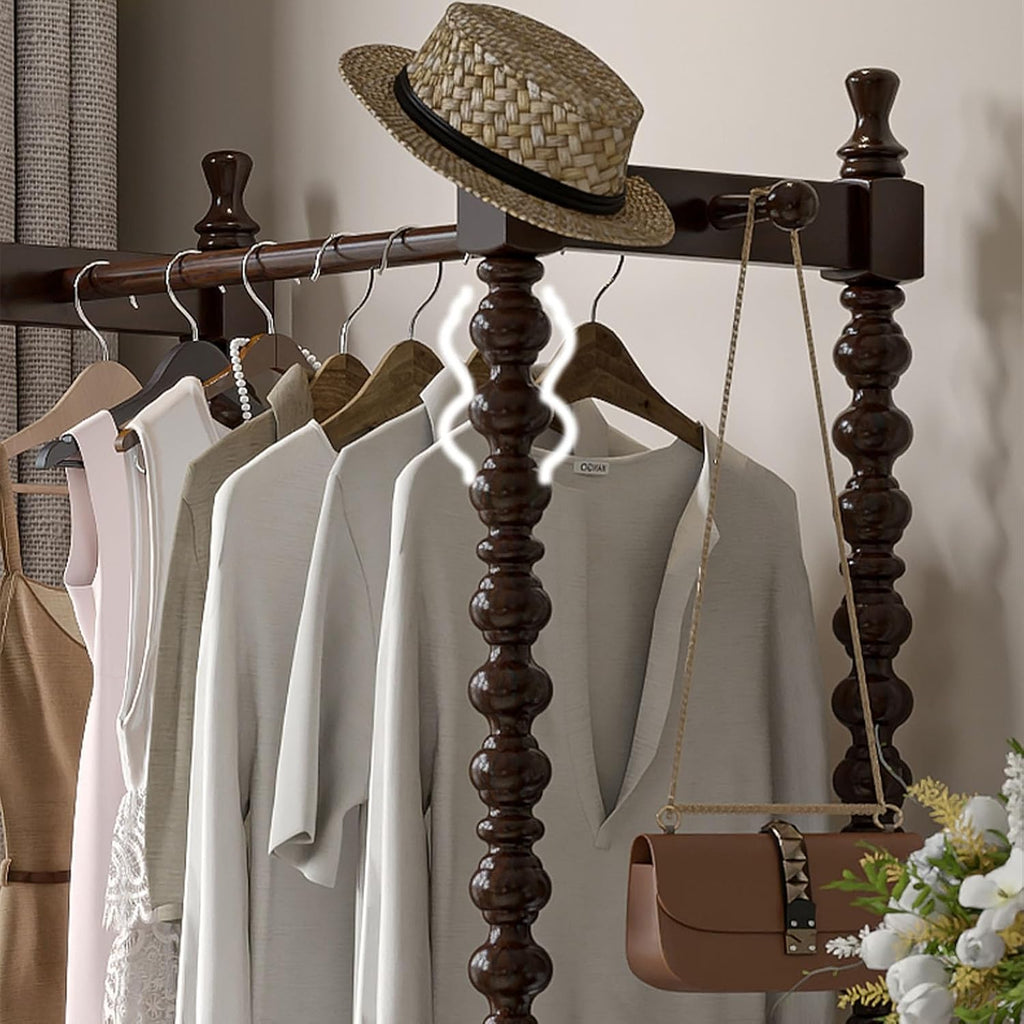 Floor-Standing Clothing Rack, Solid Wood Clothes Rack, Garment Racks, Stylish Clothes Organizer Furniture, for Hanging Shirts, Jackets, Coat(White)
